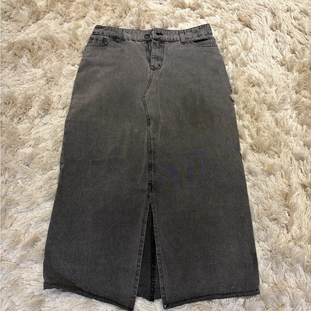 Miss Lola Charcoal Denim Skirt